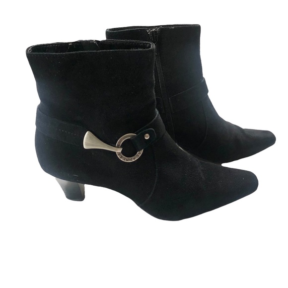 Anne Klein Shoes - Anne Klein Black Suede Leather iflex Ankle Booties 7